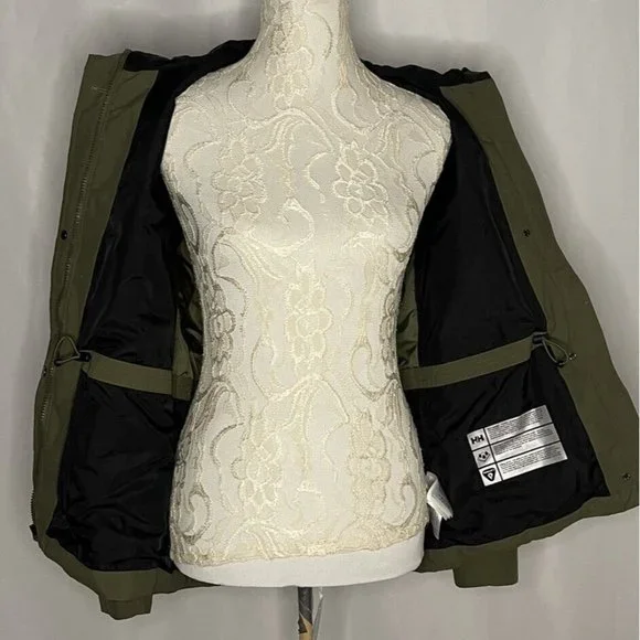 Helly Hansen W sz Med Jacket Green HellyTech Primaloft Waterproof Parka W Hood - Picture 7 of 12